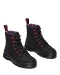 Dr. Martens Women's Combs Combat Boot, Black Bronx Suede+Extra Tough Poly, 7