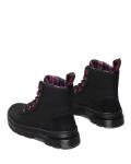 Dr. Martens Women's Combs Combat Boot, Black Bronx Suede+Extra Tough Poly, 7
