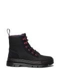 Dr. Martens Women's Combs Combat Boot, Black Bronx Suede+Extra Tough Poly, 7