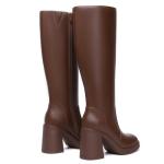 Athlefit Brown Boots Women Fall Knee High Platform Boots Waterproof Leather Chunky Blocked Booties Size 7
