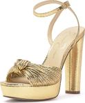Jessica Simpson Womens Immie Platform Sandal with Ankle Strap, Gold, 8