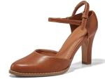 Coutgo Womens Chunky High Heels Closed Pointed Toe Ankle Strap Pumps Vintage D'Orsay Dress Party Shoes, Brown, Size 8