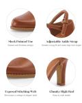 Coutgo Womens Chunky High Heels Closed Pointed Toe Ankle Strap Pumps Vintage D'Orsay Dress Party Shoes, Brown, Size 8