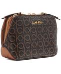 Calvin Klein Women's Lucy Triple Compartment Crossbody, Brown/Khaki/Caramel Embossed, One Size