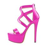 richealnini Women's Sexy Platform Stiletto High Heel Ankle Strap Wrap Strappy Sandals with Back Zipper Crisscross Open Peep Toe Slim Super High Heeled Party Pumps Shoes Matte Zipper Size 13