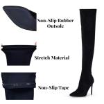 Elisabet Tang Thigh High Boots Over the Knee Boots for Women,Sexy 4.3 inch Stilettos High Heels Boots Stretch Suede Long Pointed Toe Shoes Black Suede Size 9