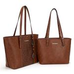 Montana West Tote Bag for Women Vegan Leather Purse and Handbags Set Embossed Collection Purse 2Pcs Set Brown MWC2-G052A-BR