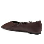 VorisVina Lace Up Square Toe Ballet Flats for Women Cute Bow Slip On Mary Jane Flats Casual Ballerina Shoes Chocolate-Brown