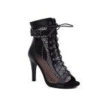 UTIKLIOU Womens Mesh Sandals Peep Toe High Top Sandals Lace Up Summer Boots Buckle Strap Party Sexy Pump Shoes Open toe (Black Size 11)
