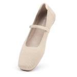 NIEARDAN Women's Ballet Flats Square Toe Slip On Shoes Knit Dress Mary Jane Flats Woman Comfy Soft Causal Work Walking,Size 11，Almond