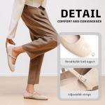 NIEARDAN Women's Ballet Flats Square Toe Slip On Shoes Knit Dress Mary Jane Flats Woman Comfy Soft Causal Work Walking,Size 11，Almond