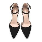 Odisen Women's Pumps Black Closed Toe Pointed Toe High Heels Buckle Ankle Strap Bridal Wedding Dress Shoes Heeled Sandals (Black Nubuck, 7.5)