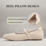 NIEARDAN Women's Ballet Flats Square Toe Slip On Shoes Knit Dress Mary Jane Flats Woman Comfy Soft Causal Work Walking,Size 11，Almond