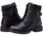 Vepose Women's Black Ankle Boots, Lace up Casual Combat Booties, Size 8.5 US - 927 Knitting Wool (CJY927 black 08.5)