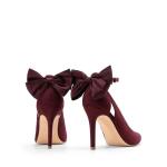 DREAM PAIRS Women's High Heels Stiletto Strappy Pointed Toe Bow Dress Shoes Sexy Party Wedding Pumps,Size 11,Burgundy Suede,SDPU2450W