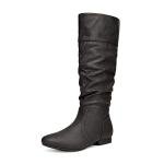 DREAM PAIRS Women's Knee High Pull On Fall Weather Winter Boots,Size 7,Black/Pu,BLVD
