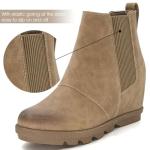 Athlefit Women's Wedge Boots Comfortable Ankle Wedge Khaki Booties Size 8.5