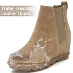 Athlefit Women's Wedge Boots Comfortable Ankle Wedge Khaki Booties Size 8.5