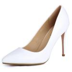 IDIFU Women's IN4 Classic Pointed Toe High Heels Pumps Wedding Dress Office Shoes (White PU, 8.5 B(M) US)