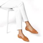 MUSSHOE Flat Shoes Women Comfortable Pointed Toe Slip on Women's Flats with Knot, Tan Sude 9