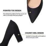 Heel The World Black Pumps for Women High Chunky Block Closed Toe Heels,Slip On Pointed Toe Work Dress Office Wedding Party Pumps Shoes,Size 8