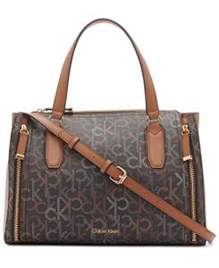 Calvin Klein Reyna Novelty Satchel, Neutral Multi Logo