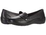 Clarks womens Cora Daisy Loafer Flat, Black Tumbled Leather, 8.5 Narrow US