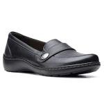 Clarks womens Cora Daisy Loafer Flat, Black Tumbled Leather, 8.5 Narrow US