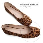 SAILING LU Women's Flats Shoes Comfortable Memory Foam Square Toe Slip On Driving Loafers Women Suede Leopard Brown Casual Ballet Flats Dress Shoes Size 9.5