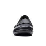 Clarks womens Cora Daisy Loafer Flat, Black Tumbled Leather, 8.5 Narrow US