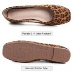 SAILING LU Women's Flats Shoes Comfortable Memory Foam Square Toe Slip On Driving Loafers Women Suede Leopard Brown Casual Ballet Flats Dress Shoes Size 9.5