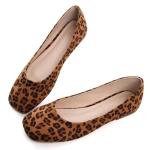 SAILING LU Women's Flats Shoes Comfortable Memory Foam Square Toe Slip On Driving Loafers Women Suede Leopard Brown Casual Ballet Flats Dress Shoes Size 9.5