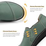 LAZYPOP Women's Classic Comfort Green Leather Loafers Cute Slip-Ons Casual Dress Shoes Lightweight Walking Flats Everyday Work Shoes 6 M US 1808MLV-6
