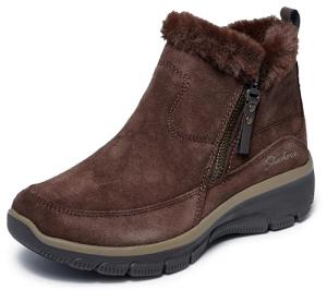 Skechers Women's EASY GOING - COOL ZIP Zip-Up Boot, Chocolate, 9M