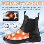 Womens Chelsea Boots Warm Fur Lined Winter Boot Women Lug Sole Combat Mid Calf Slip On Chunky Ankle Booties