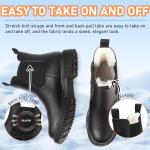 Womens Chelsea Boots Warm Fur Lined Winter Boot Women Lug Sole Combat Mid Calf Slip On Chunky Ankle Booties