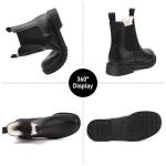 Womens Chelsea Boots Warm Fur Lined Winter Boot Women Lug Sole Combat Mid Calf Slip On Chunky Ankle Booties