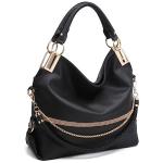 Dasein Women's Large Hobo Bag with Rhinestone Accents Vegan Leather Tote Purse Shoulder Handbag for Ladies (Black)