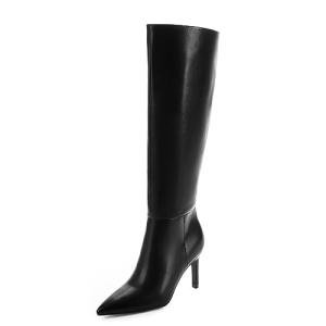 Easyfox Knee High Black Boots Women Pointed Toe Tall Boots Stiletto Heels Long Black Fall Boots Side Zipper Size 8