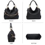 Dasein Women's Large Hobo Bag with Rhinestone Accents Vegan Leather Tote Purse Shoulder Handbag for Ladies (Black)