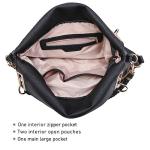 Dasein Women's Large Hobo Bag with Rhinestone Accents Vegan Leather Tote Purse Shoulder Handbag for Ladies (Black)