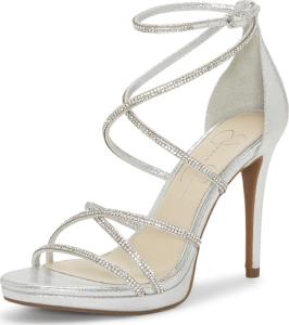 Jessica Simpson Women's Jaeya Strappy Dress Sandal Pump, Platinum, 12