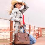 Wrangler 3Pcs Doctor Bag Set for Women, Top Handle Satchel Purse Barrel Handbags Cell Phone Purse Leather Hobo Bags WG48S-S5110BR