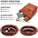 BOSTANTEN Women's Leather Designer Handbags Tote Purses Shoulder Bucket Bags Brown