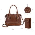Wrangler 3Pcs Doctor Bag Set for Women, Top Handle Satchel Purse Barrel Handbags Cell Phone Purse Leather Hobo Bags WG48S-S5110BR