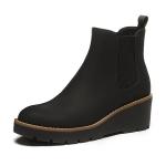 Athlefit Women's Chelsea Wedge Boots Elastic Platform Lug Sole Slip on Wedge Ankle Black Booties Size 8