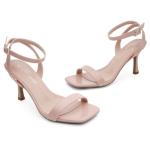 Shoe Land Women’s High Heel Sandals | Strappy Slingback Heels with Square Open Toe | Ankle Strap Dressy Stilettos for Wedding, Party & Evening Events 2025, 2401Nude, Size 7.0, SL-Ambrosia