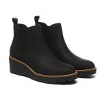 Athlefit Women's Chelsea Wedge Boots Elastic Platform Lug Sole Slip on Wedge Ankle Black Booties Size 8