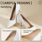 IDIFU White High Heels Pumps Closed Toe Heels Women's Pumps Stiletto Pointed Toe Dress Shoes Wedding Prom Bridal Work Office Bride Trendy Dressy Comfortable Classic Pumps Shoes(White Pu,9)