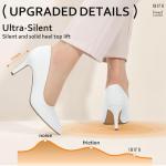 IDIFU White High Heels Pumps Closed Toe Heels Women's Pumps Stiletto Pointed Toe Dress Shoes Wedding Prom Bridal Work Office Bride Trendy Dressy Comfortable Classic Pumps Shoes(White Pu,9)